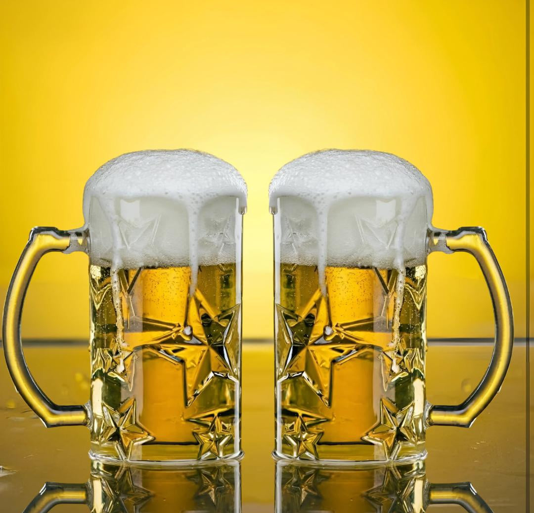 Drinking Mugs (Pack of 2) 500 ml for water, cold drinks, milk shakes, lassi glass bear glass