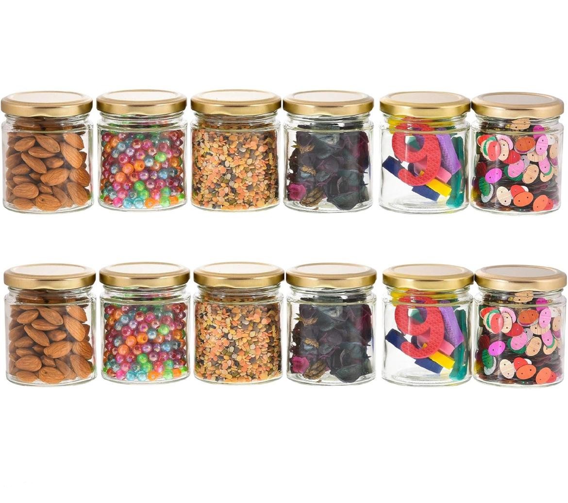 round glass jar 200 ml for spices, nuts, tea-coffee (pack of 12)
