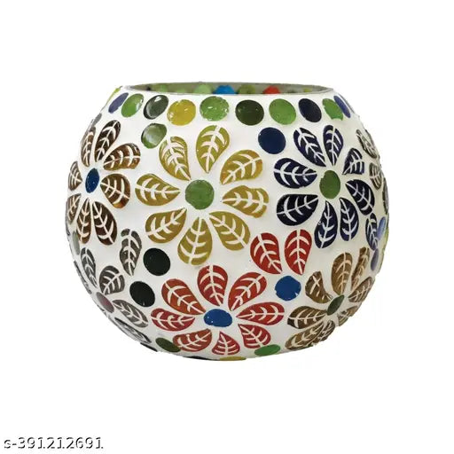 Saar Homes Mosaic Tealight Candle with FREE 4 Candle inside (Pack of 4)