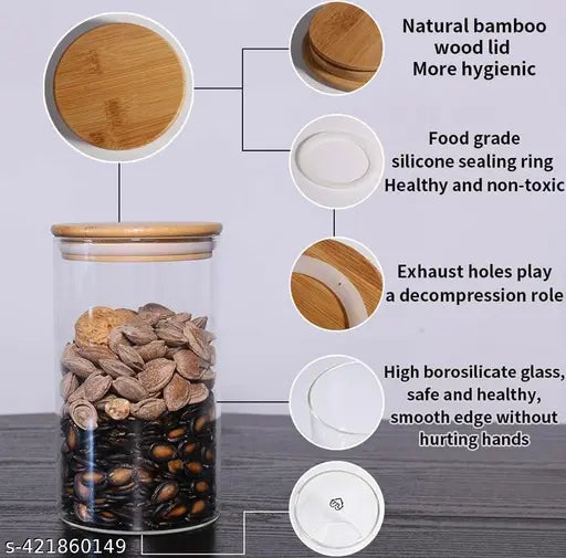 SH Borosilicate jar 1050 ml for storing pulses , dry fruits, salts etc (Pack of 1)