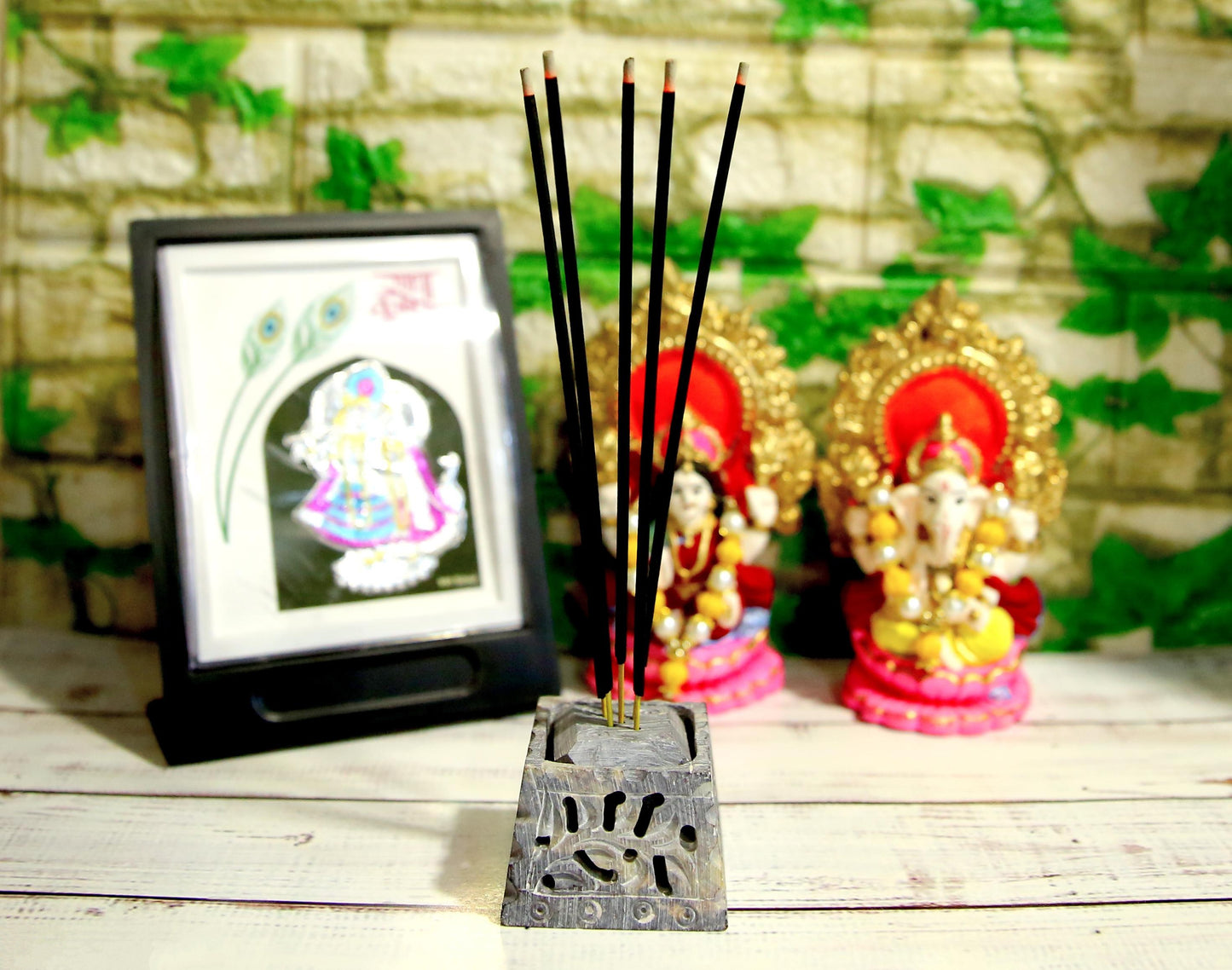 Saar Homes Marble Agarbatti Stand | Marble Candle Holder | Incense Stick Holder | FREE Incense Inside | Home Decor | Puja Essentials | Gifting | Mandir Decor