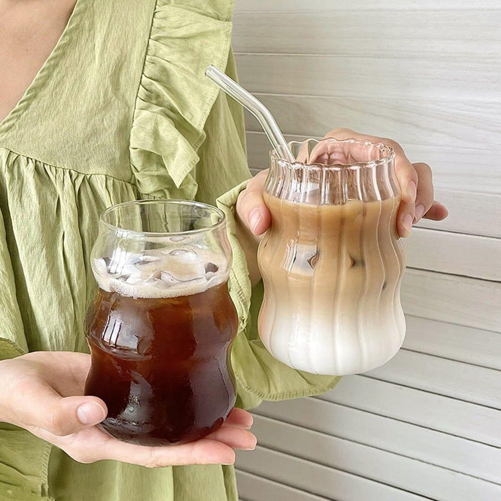 SH Premium coffee tumbler with straw pack of 2 | 500 ml | Unique shape coffee tumbler | juice glass pack of 2