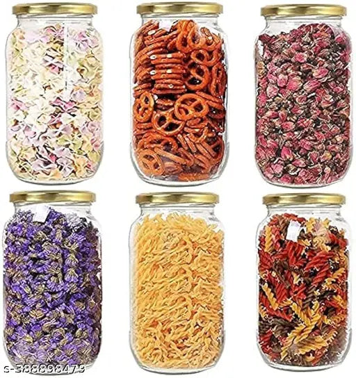 Saar Homes 1000 ml Kitchen Storage jar for Grocery like pulses, salt , dryfruits, Nuts, Condiments Pac of 6