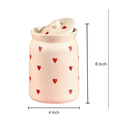 Ceramic 1 ltr jar with lid pack of 2 Hand painted Red heart| hand painted jar 1 ltr pack of 2 | ceramic achar barni | hand painted achar barni