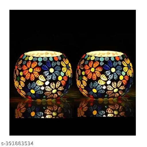 Saar Homes Mosaic Tealight Candle with FREE 4 Candle inside (Pack of 4)