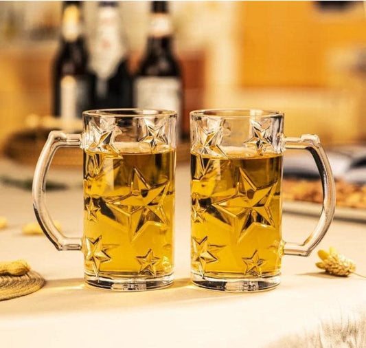 Drinking Mugs (Pack of 2) 500 ml for water, cold drinks, milk shakes, lassi glass bear glass