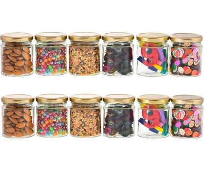 round glass jar 200 ml for spices, nuts, tea-coffee (pack of 12)