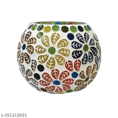 Saar Homes Mosaic Tealight Candle with FREE 4 Candle inside (Pack of 4)