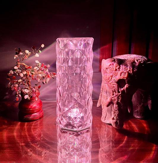 Crystal Lamp,16 Color Changing Rose Crystal Diamond Table Lamp,USB Rechargeable Touch Bedside Lamp Night Light with Remote Control, for Bedroom Living Room Party Dinner Decor