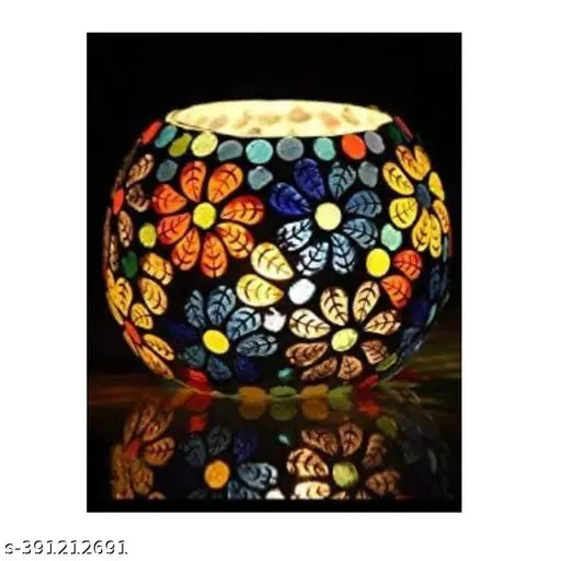 Saar Homes Mosaic Tealight Candle with FREE 4 Candle inside (Pack of 4)