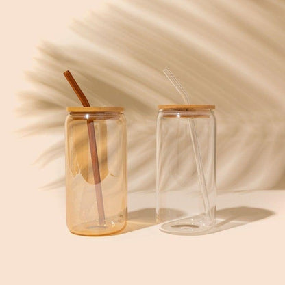 SH Coffee, Juic, Soft drink tumbler with straw and wooden lid (Pack of 2)