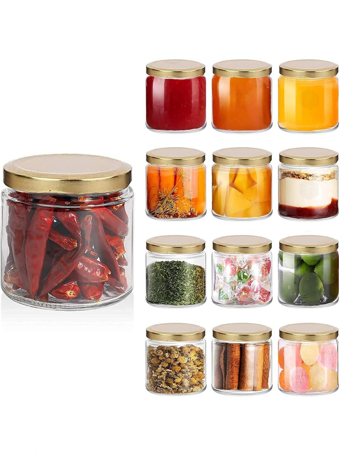 round glass jar 200 ml for spices, nuts, tea-coffee (pack of 12)
