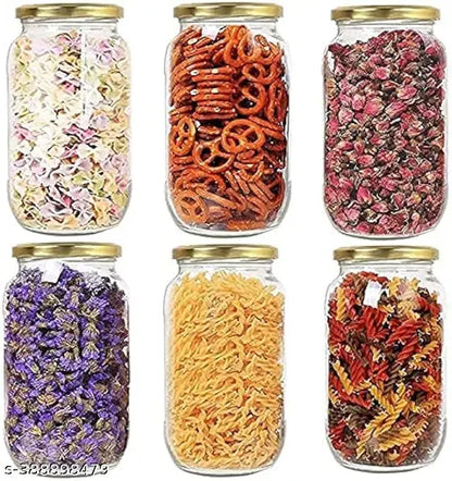 Saar Homes 1000 ml Kitchen Storage jar for Grocery like pulses, salt , dryfruits, Nuts, Condiments Pac of 6